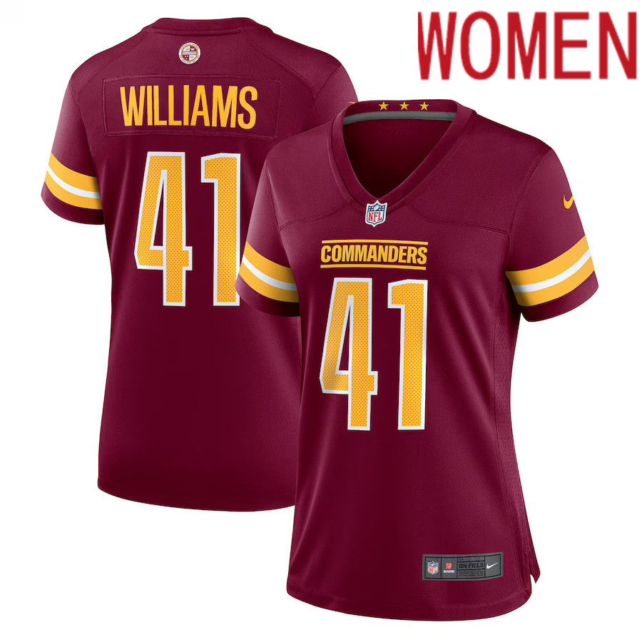 Women Washington Commanders 41 Jonathan Williams Nike Burgundy Game NFL Jersey